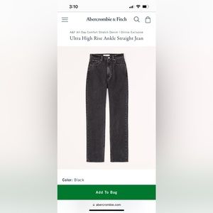 Abercrombie and Fitch ultra high rise ankle straight curve love black jean